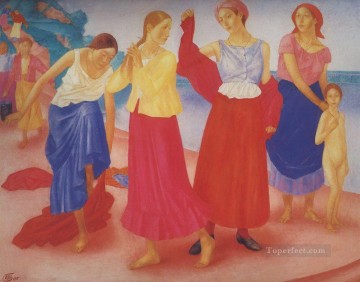 Artworks in 150 Subjects Painting - girls on the volga 1915 Kuzma Petrov Vodkin